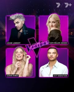 image showing 4 photographs of the coaches for 2024 The Voice Australia TV show
